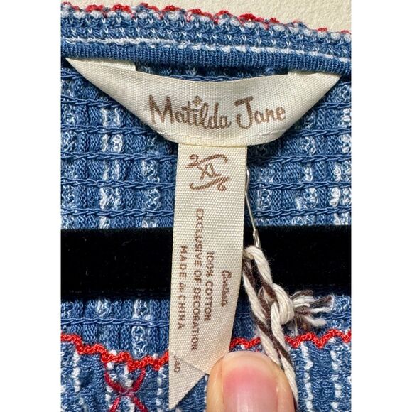 NWT MATILDA JANE Roxie Striped Tank Smocked Denim, Sz XL - Picture 10 of 11